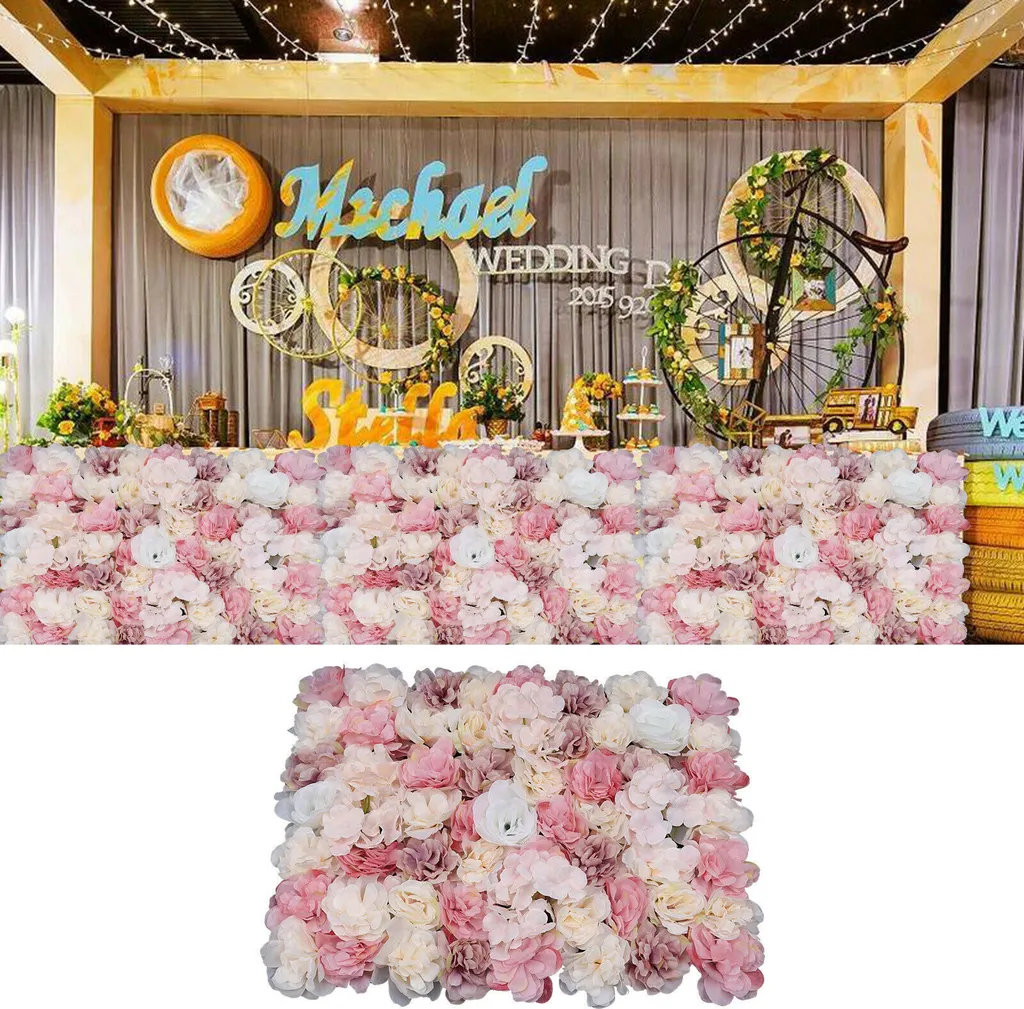 Mur de roses artificielles 12 pièces : masquez vos murs avec style