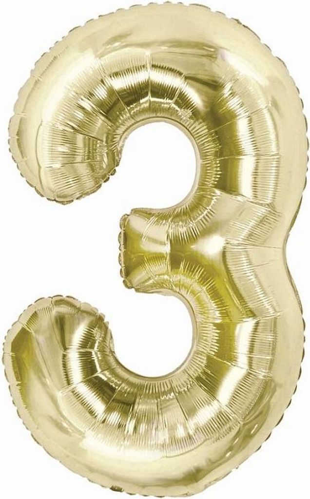Pallone in foil, numero 3, oro, champagne, 85 cm Immagine del prodotto 