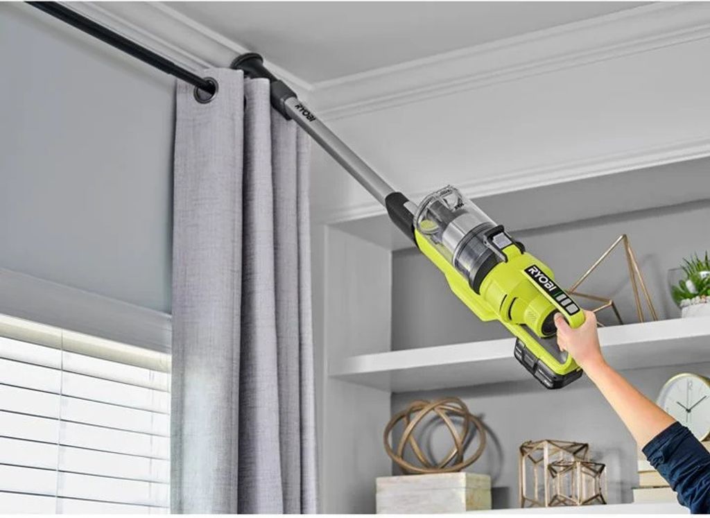 RYOBI - Steelstofzuiger 18V - 60 AW - 620 L/min - 600 ml - Staat rechtop - 1 lithium 2,0 Ah accu - 2,0 A snellader - Geleverd met 1 gemotoriseerde borstel, 1 kop van 24 cm, RSV18-120G