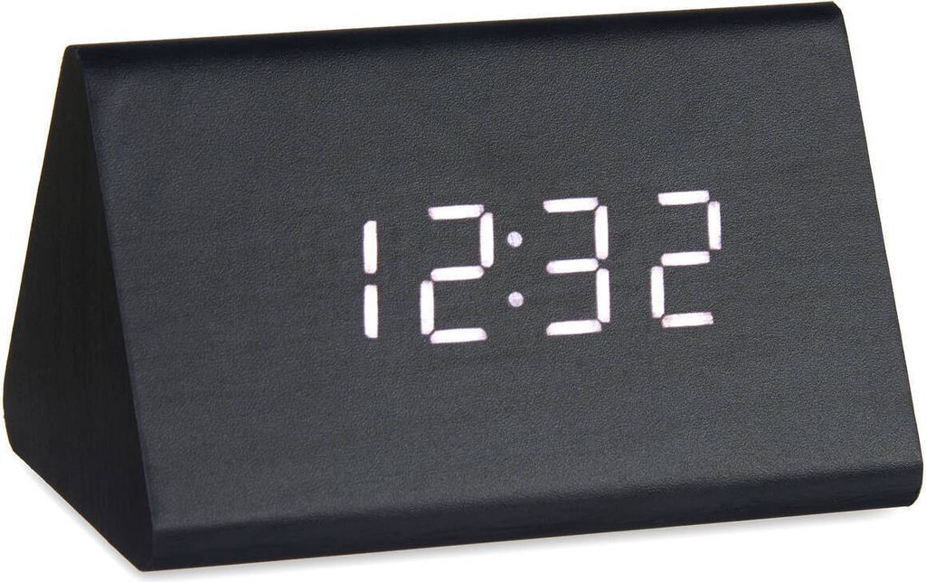 Digitální stolní hodiny Černé PVC dřevo MDF (11,7 x 7,5 x 8 Obrázek produktu 