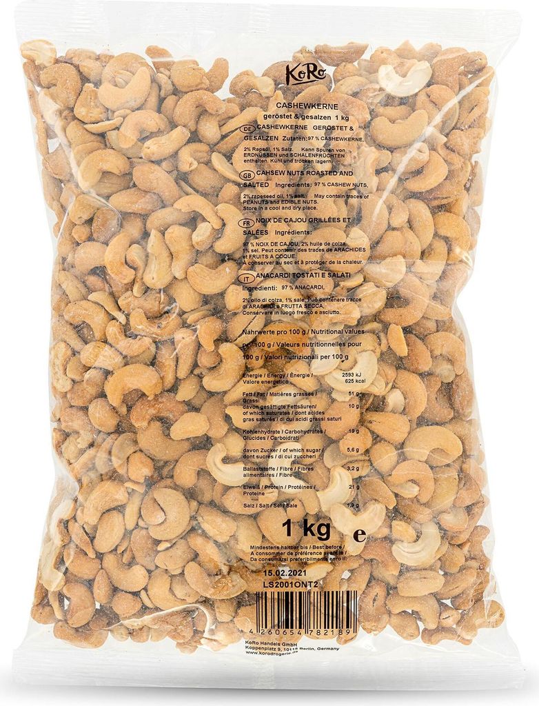 KoRo | Geröstete und gesalzene Cashewkerne 1 kg Produktbild 1