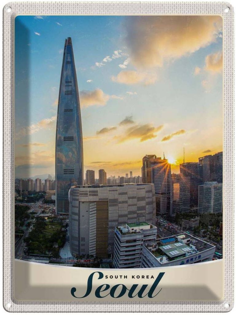 vianmo Blechschild 40x30 cm Seoul Süd Häuser Architektur Korea Stadt Bildmotiv Reisemotiv Abenteuer Reisen Urlaub