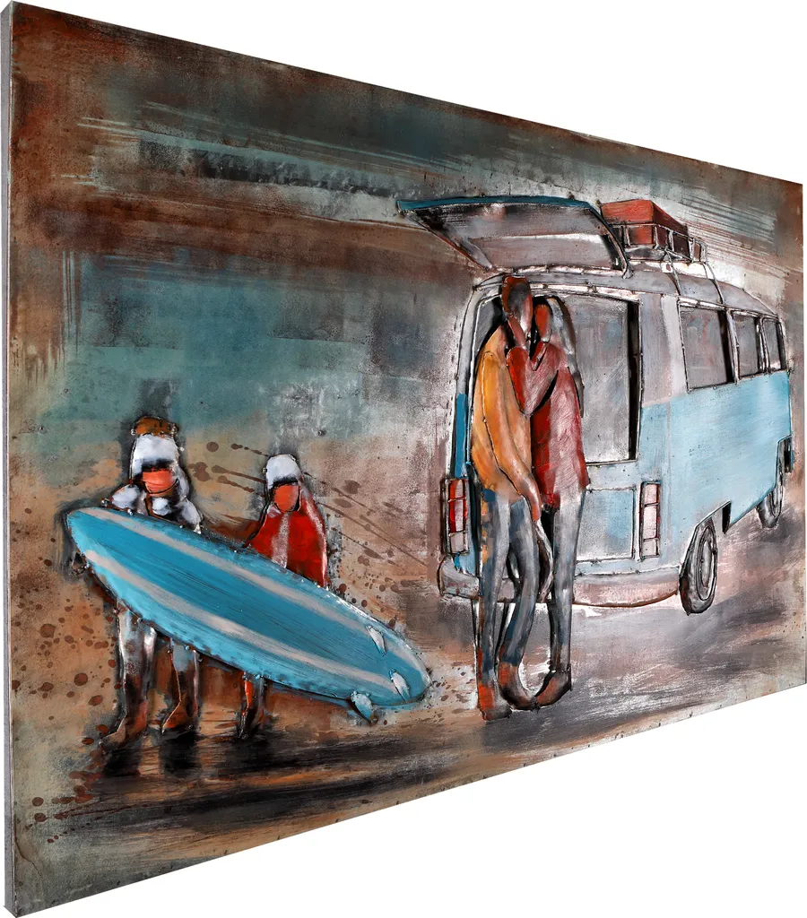 Décoration Murale en Métal 3D Baiser de Plage - Tableau Fait Main