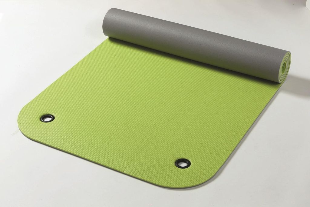 Gymnastikmatte Komfort Germany mit Ösen, Farbe:grün/anthrazit, Größe:180 x 65 x 0,8 cm