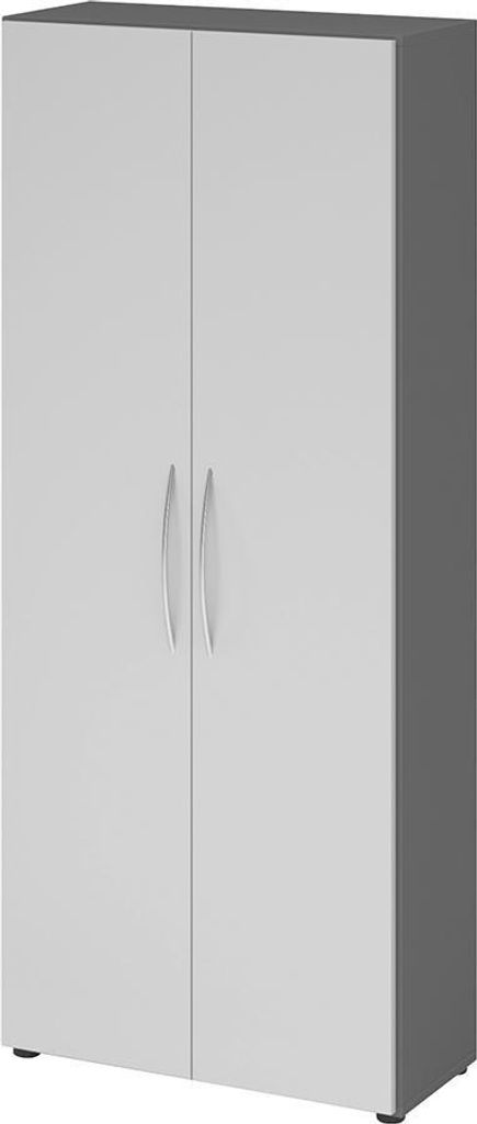 Flügeltürenschrank 4100, 1880 x 800 x 346 mm, 4 Fachböden graphit/grau