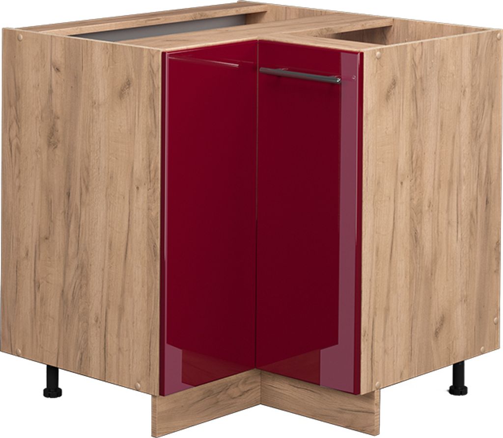 Eckunterschrank Vicco Fame-Line Bordeaux Hochglanz 80.5 cm ohne Arbeitsplatte, Model 38351