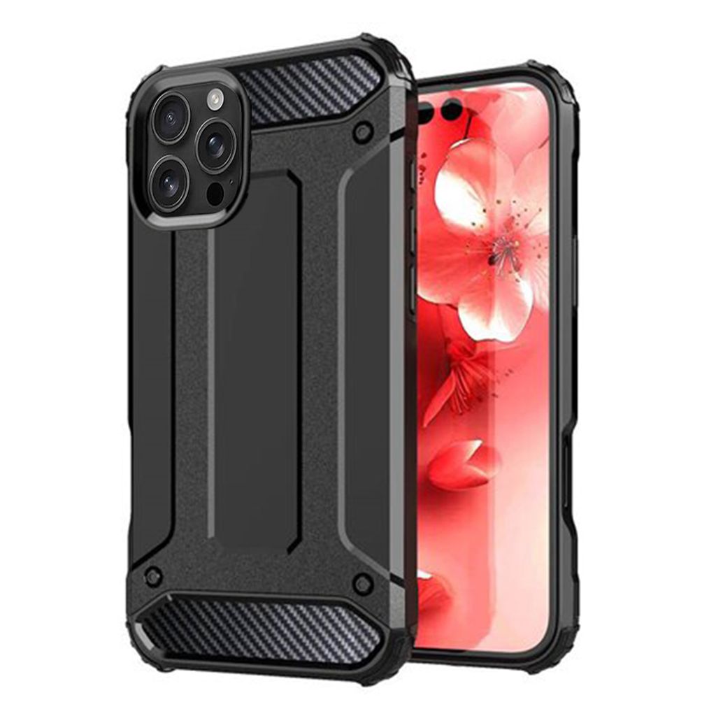 Techsuit Hybrid Armor Back Cover Hlle fr Apple iPhone 16 Pro Max - Schwarz