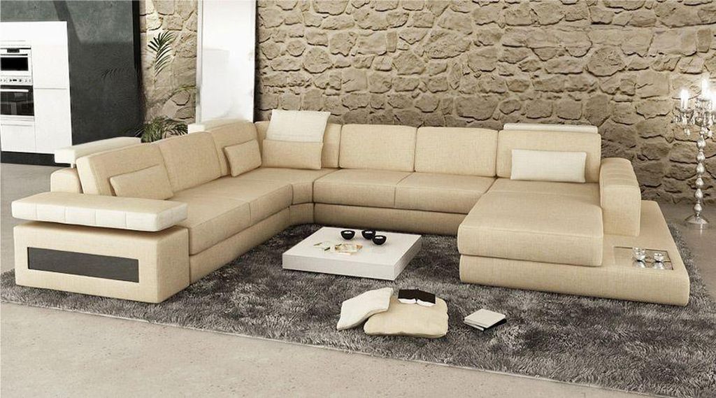 Designer Couch U Form Ecksofa Polster Couch Leder Wohnlandschaft Neu