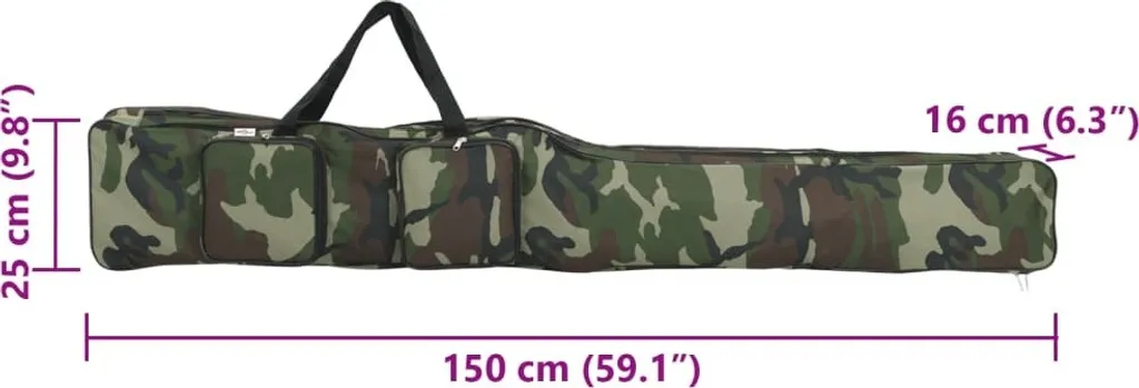 Fourreau de pêche 150 cm Vert Camouflage - Housse de transport robuste - 7