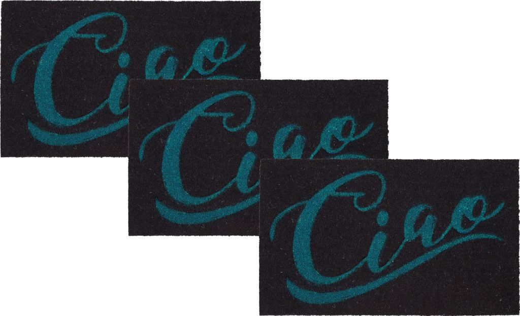 Betz 3er Kokosmatte aus 100% Kokos - Fußmatte - Fußabstreifer –Schmutzfangmatte Muster Ciao Größe 45 cm x 75 cm x 1,5 cm