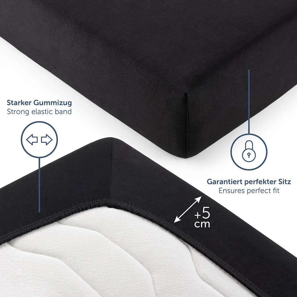 Set 2 Lenzuola Blumtal 180x200cm Box Spring Jersey Nero - 100% Cotone - 4