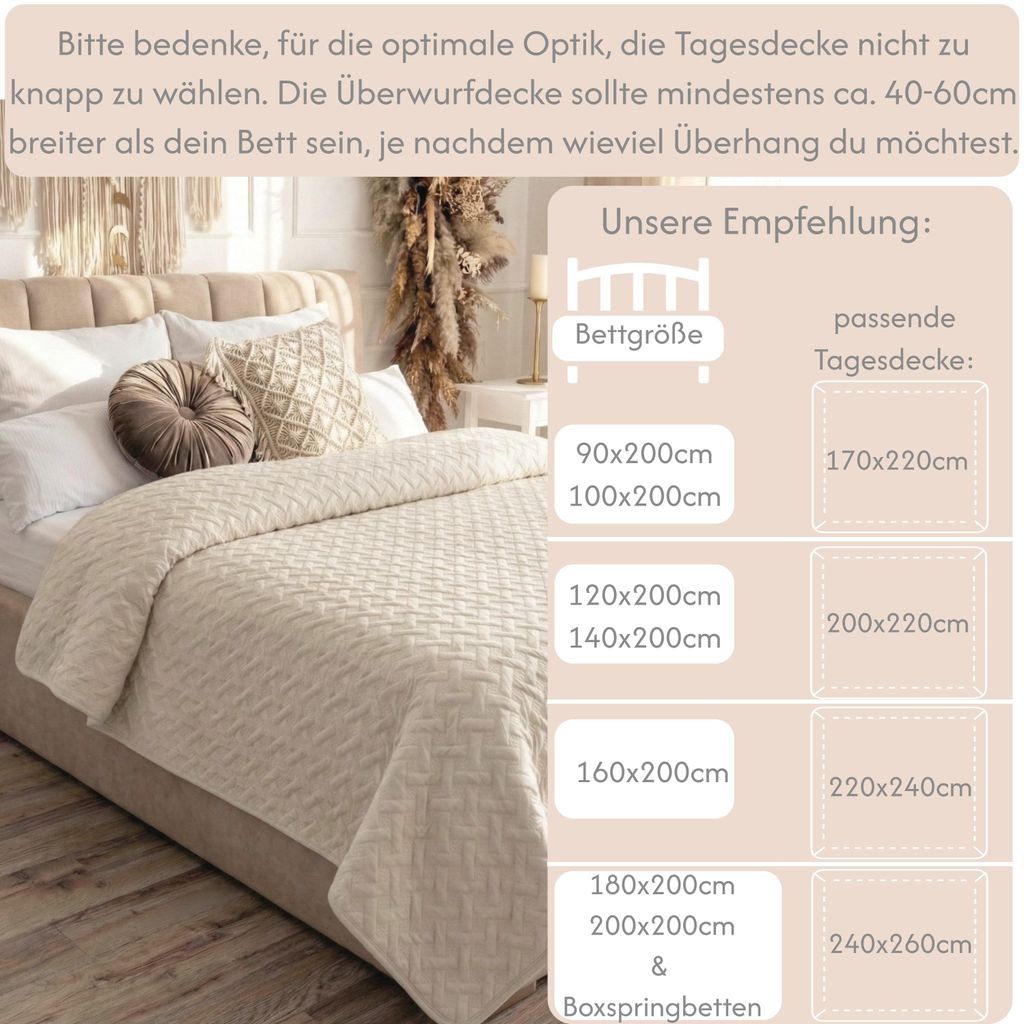CalmyHOME Tagesdecke Bett Bettüberwurf Überwurf
