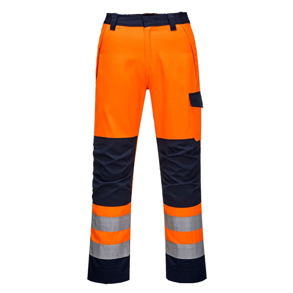 Portwest MV36 Modaflame RIS Bundhose, Orange/Marine Orange/Navy Gr. M
