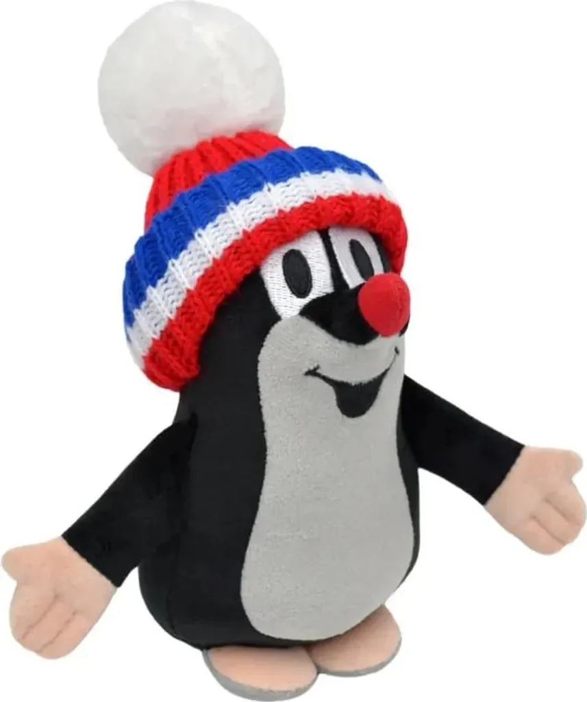 Peluche La petite taupe 20cm souple avec bonnet rouge style français