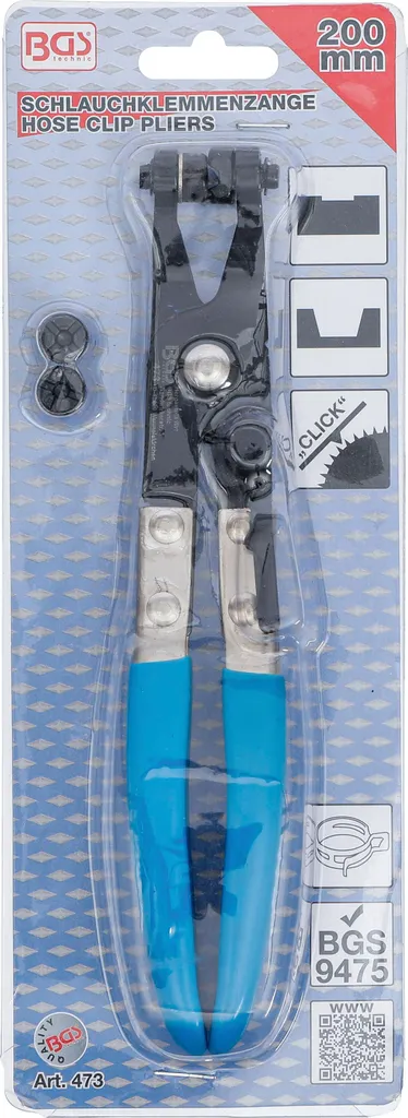 Pince à colliers BGS 473 de 200 mm pour débloquer durites difficiles