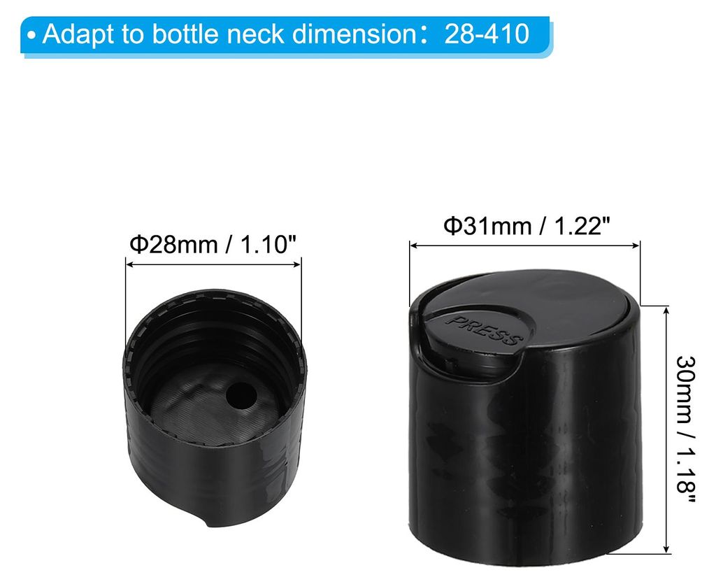 48 Stš¹ck Flip Cap fš¹r Reiseflaschen zum Befš¹llen, ?:28mm x Hoch:30mm Klappdeckel fš¹r Plastikflaschen zum Befš¹llen, Deckel fš¹r Tra...