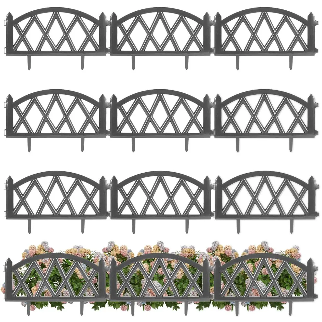 Bordure de Jardin Graphite 50x30 cm Lot de 12 Palissades Robustes Vilde