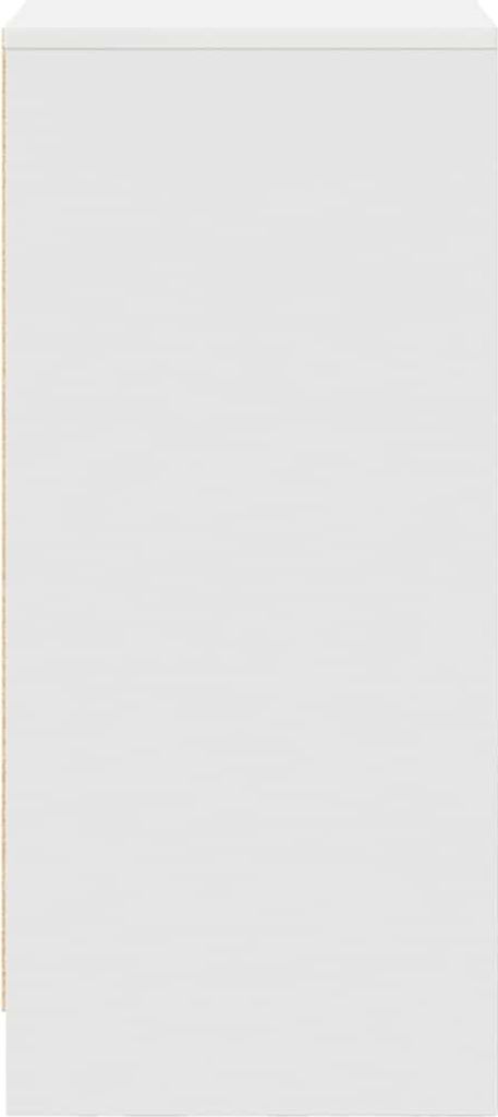 A plain white sideboard is shown against a white background.