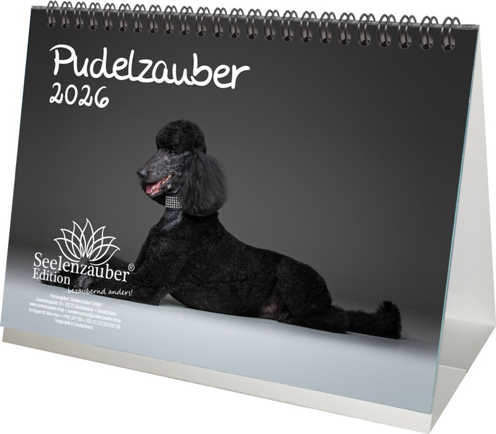 Pudelzauber DIN A5 Tischkalender für 2026 Welpen und Hunde - Seelenzauber
