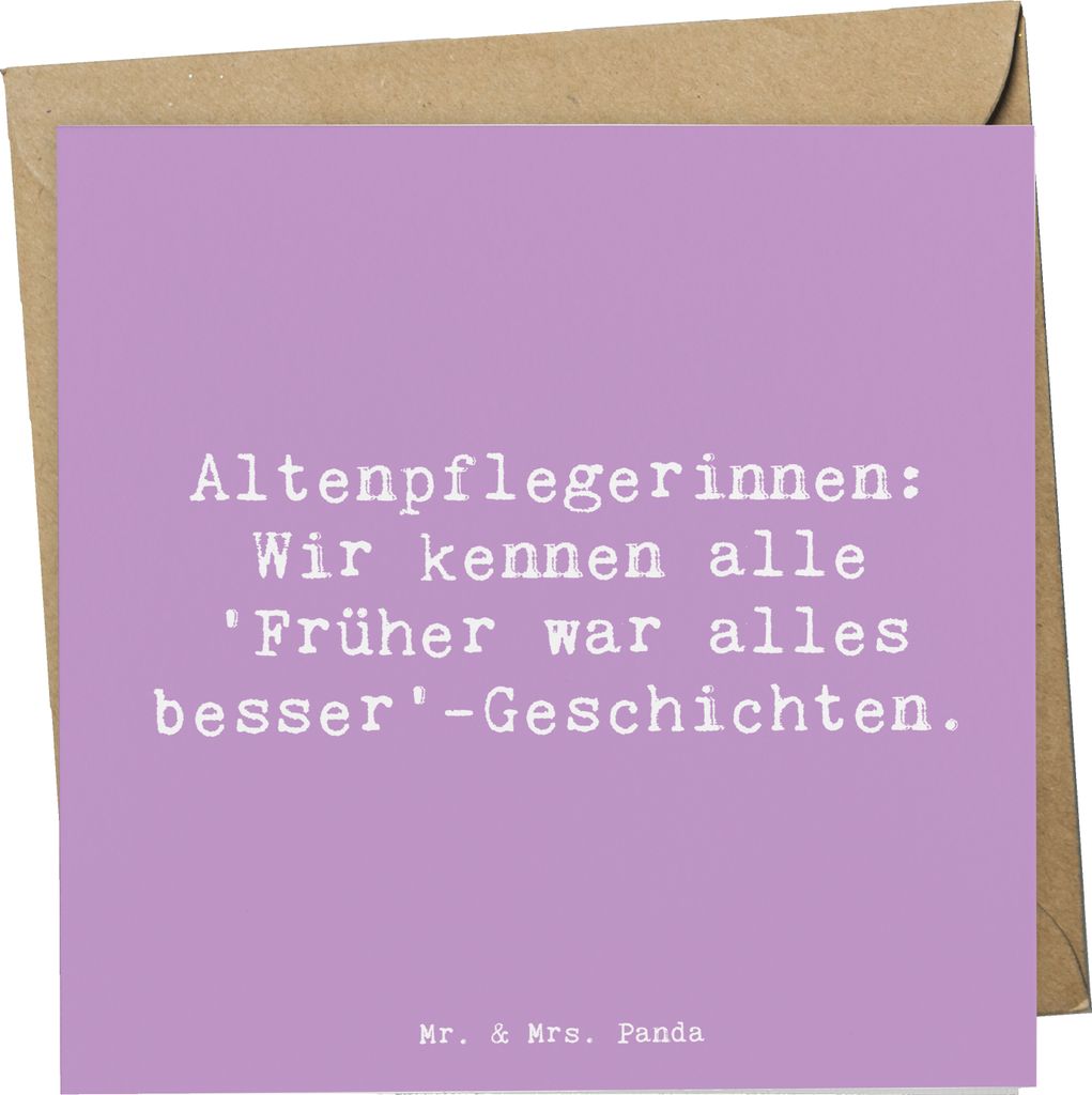 Mr. & Mrs. Panda Grußkarte Spruch Altenpflegerin Geschichten - Lavendeltraum - Geschenk, Klappkarte, wertvoller Beitrag, Beruf, Gesellschaftsstüt...
