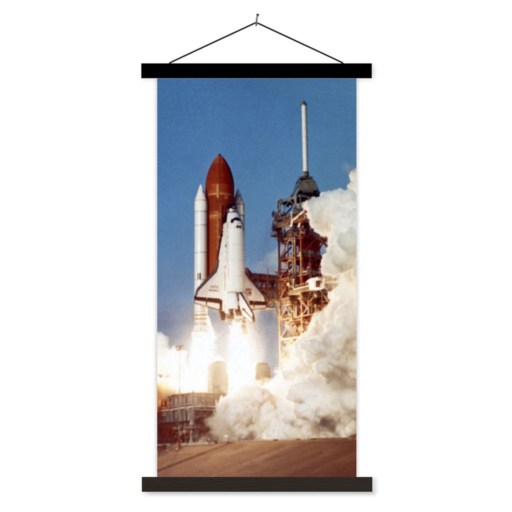 MuchoWow Textilposter Raketenstart 60x120 cm mit schwarzem Rahmen - Magnete