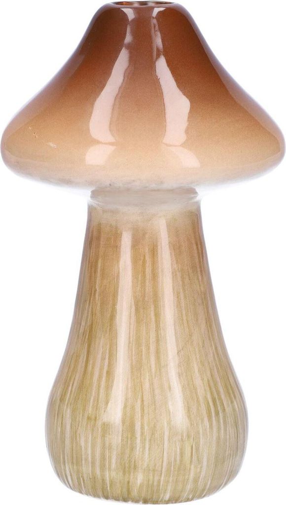 INNA-GLAS Keramik Pflanzvase RATBURGA, Pilz Form, braun-beige, 16cm, Ø9cm - Blumenvase