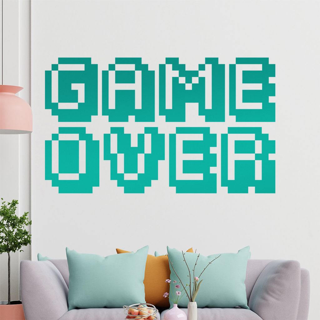 KIWISTAR Game Over - Pixel Retro Font Wandtattoo in 6 Größen - Wandaufkleber Wall Sticker - Dekoration, Küche, Wohnzimmer, Schlafzimmer, Badezimmer
