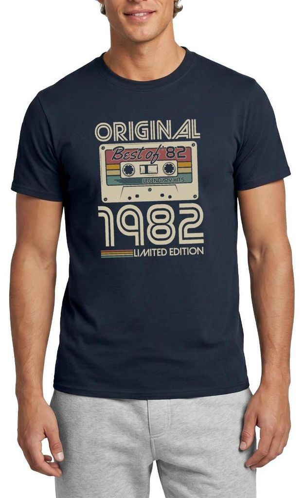 Spreadshirt 40. Geburtstag 1982 Vintage Limited Edition Runder Geburtstag Männer T-Shirt, M, Navy