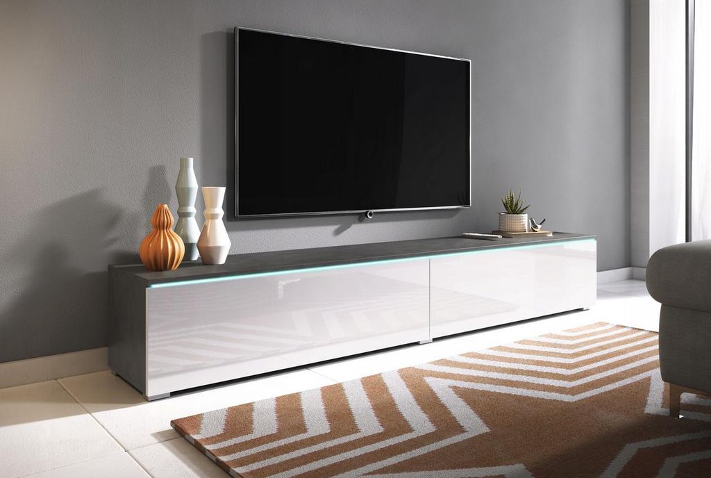 TV-Bank CERIEE 180 – matera / weiß glänzend