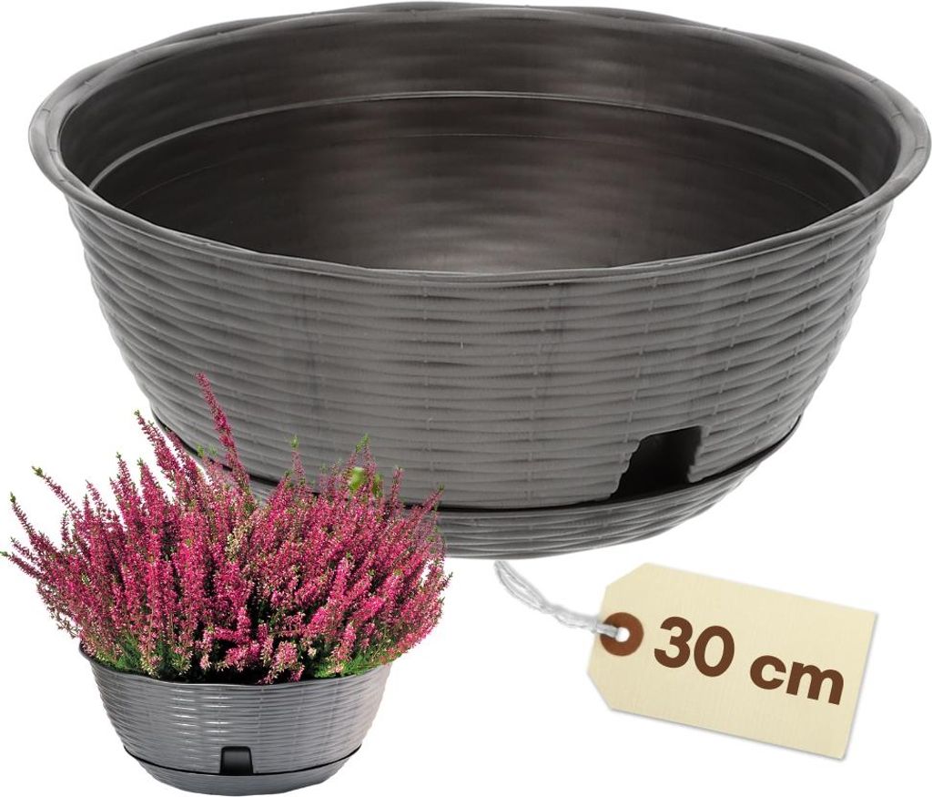Pflanzschale Rund mit Untersetzer Blumenschale Kunststoff Produktbild 