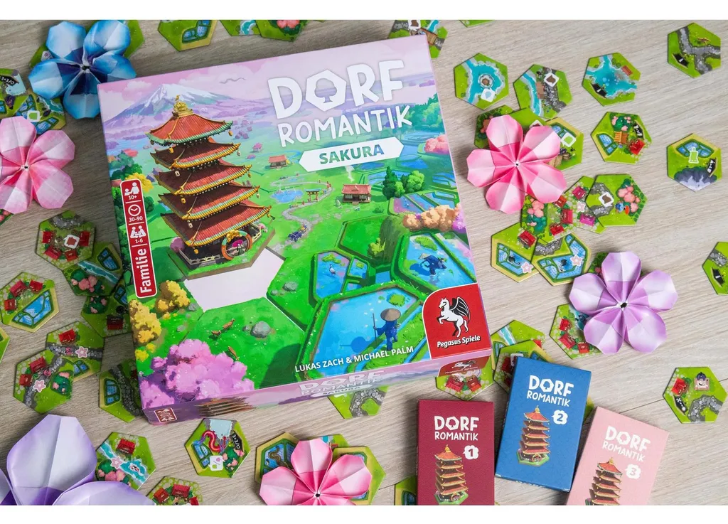 Jeu Dorfromantik Sakura avec 6 boîtes mystères à débloquer