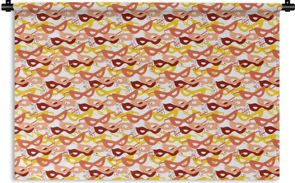 MuchoWow Wandteppich Wandbehang Maske - Muster - Karneval 120x80 cm Tapisserie Dekoration Wandtuch - Wanddekorationen - Wandtücher