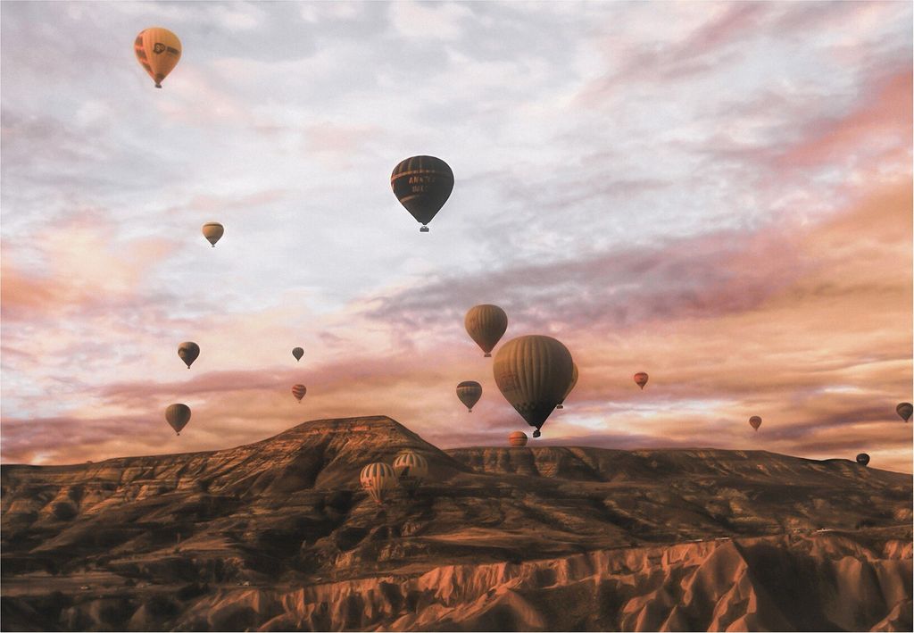 Pyramid International - bedruckt "Cappodocia", Heißluftballon PM6242 (40 cm x 50 cm) (Braun)