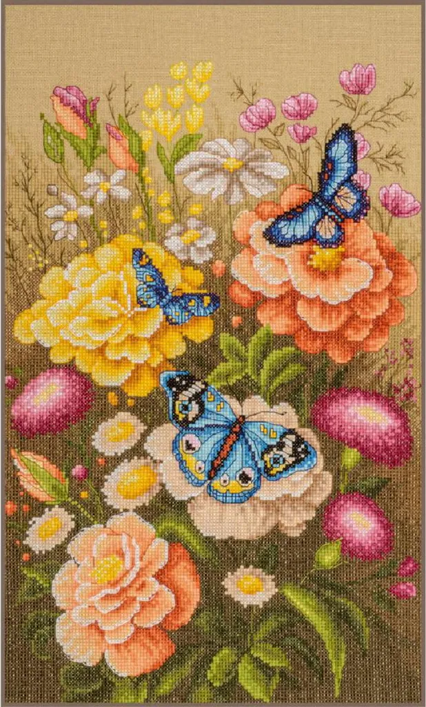 LANARTE Kit Punto Croce Contato BELLEZZA GIOVANILE Decorativi Per Pareti ca. 29 x 39 cm Set Fai Da Te Creativo Adulti Ricamo Casa Decor Arte Da Parete Kit Per Hobby Cross Stitch