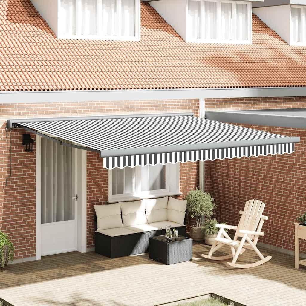 vidaXL Markise Einziehbar Anthrazit und Weiß 4x3 m Stoff und Aluminium