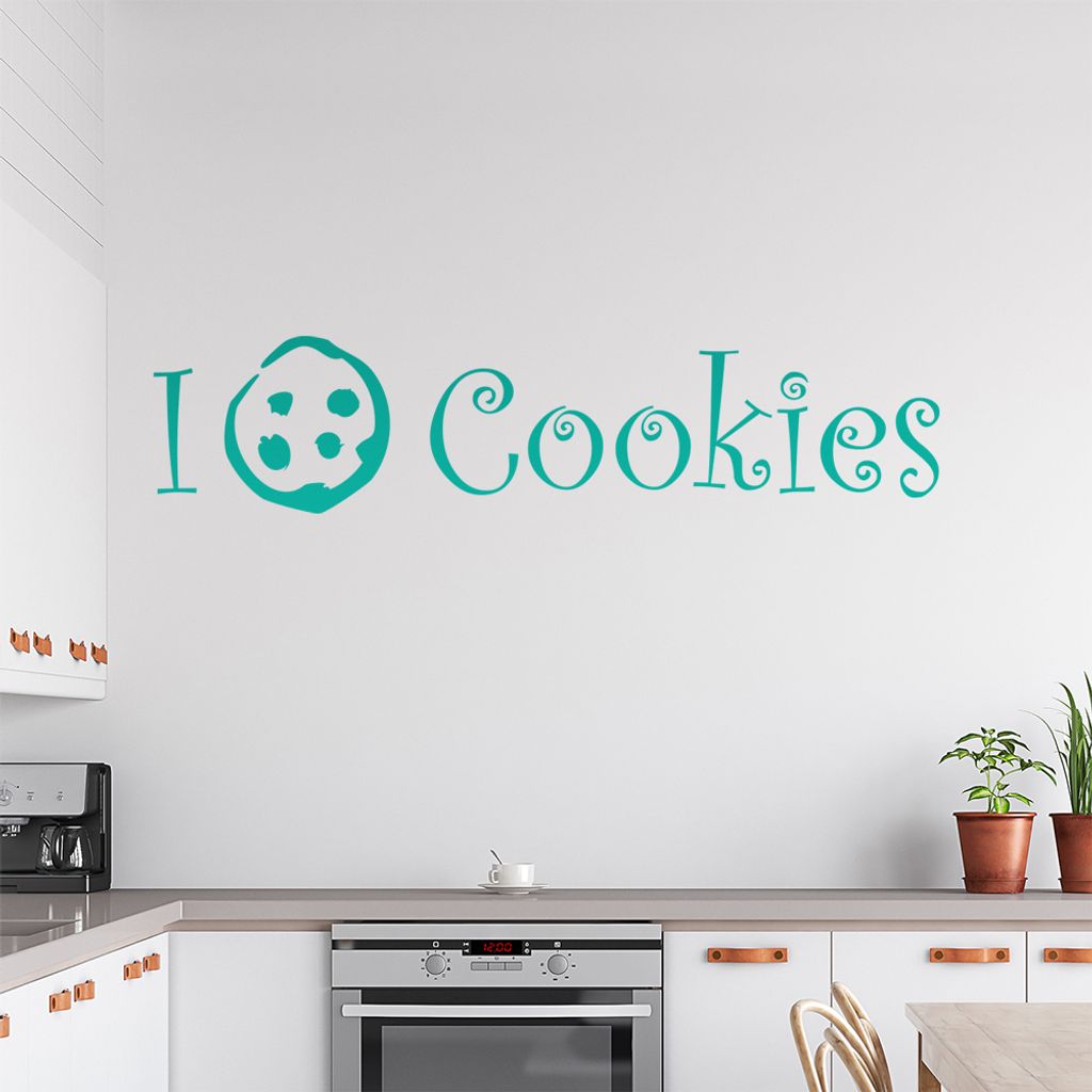 I love Cookies Wandtattoo in 6 Größen - Wandaufkleber Wall Sticker - Dekoration, Küche, Wohnzimmer, Schlafzimmer, Badezimmer