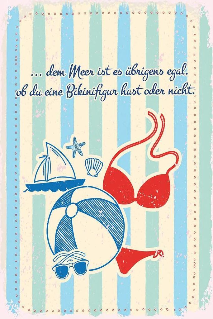 vianmo Holzschild 18x12 cm Meeregal ob du Bikinifigur 20x3 cm