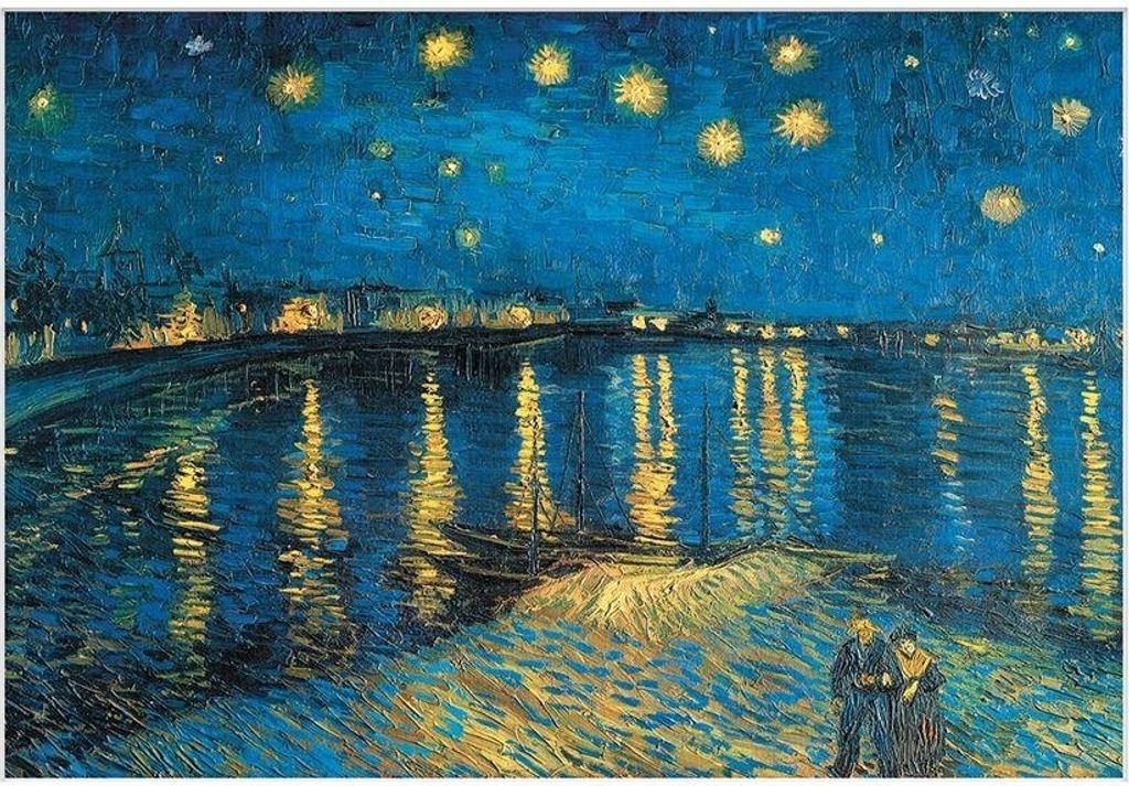 Vincent Van Gogh - bedruckt "Night At The Rhone" PM6423 (40 cm x 30 cm) (Blau/Gelb)