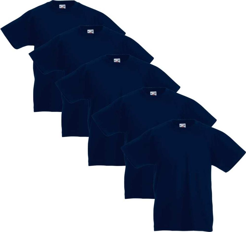 Fruit of the Loom Kinder-T-Shirt Original 5 Stk. Marineblau Größe 104
