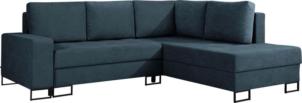 Ecksofa TREVI Wind 77 Dunkelblau Marineblau Chenille Leinenoptik Schlafsofa Bettkasten 245x200cm Rechts