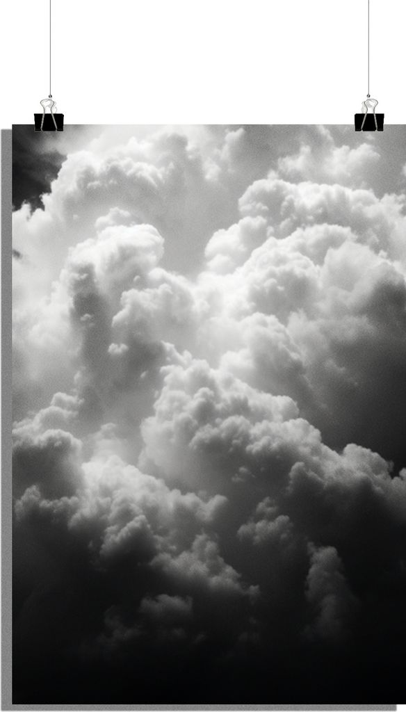 Wolken Poster - Natur Poster - Schwarz-Weiß Poster - 51x71cm - Perfekt zum Einrahmen
