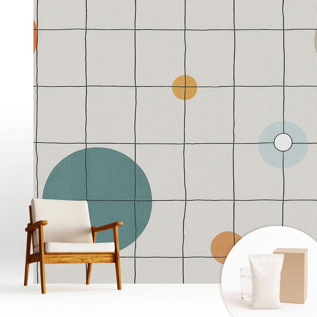 Fototapete - 250x250 cm - Tapete - Wandtapete - Wandbilder - Dekofolie - Tapete Folie - Wand - Dekoration - Wohnzimmer - Farbige Kreise