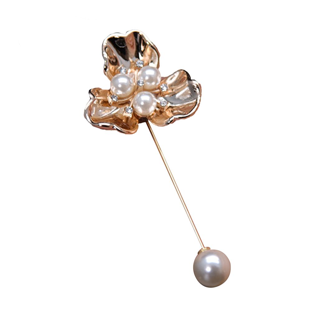 Simulierte Blumenbrosche Faux Pearl Luxury Lady Kleidungsstiftanzug Accessoires für Hochzeit-B