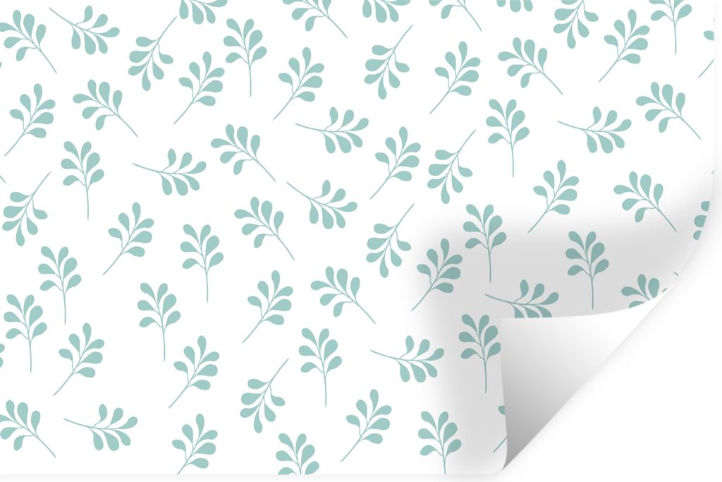 MuchoWow Wandtattoo Wandsticker Wandaufkleber Blätter - Muster - Blau 30x20 cm Selbstklebend und Repositionierbar - Wierderverwendbar - Selbstkl...