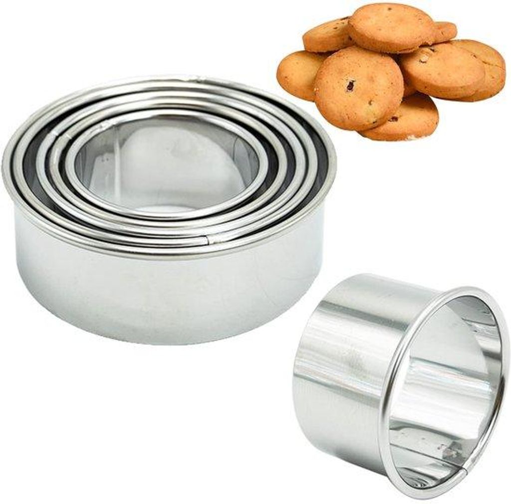 Küchengeräte aus Edelstahl, 5 Stück, Ringe, Formen, Ausstecher, Lebensmittelringe, runde Formen (5/6/7/8/9 cm), Silber