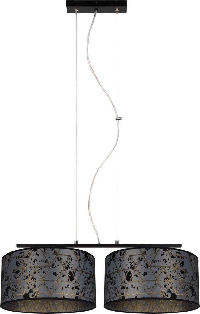 Hängelampe Metall Stoff E27 H: max. 100 cm Schwarz Graphit 2-flammig länglich Modern Pendelleuchte