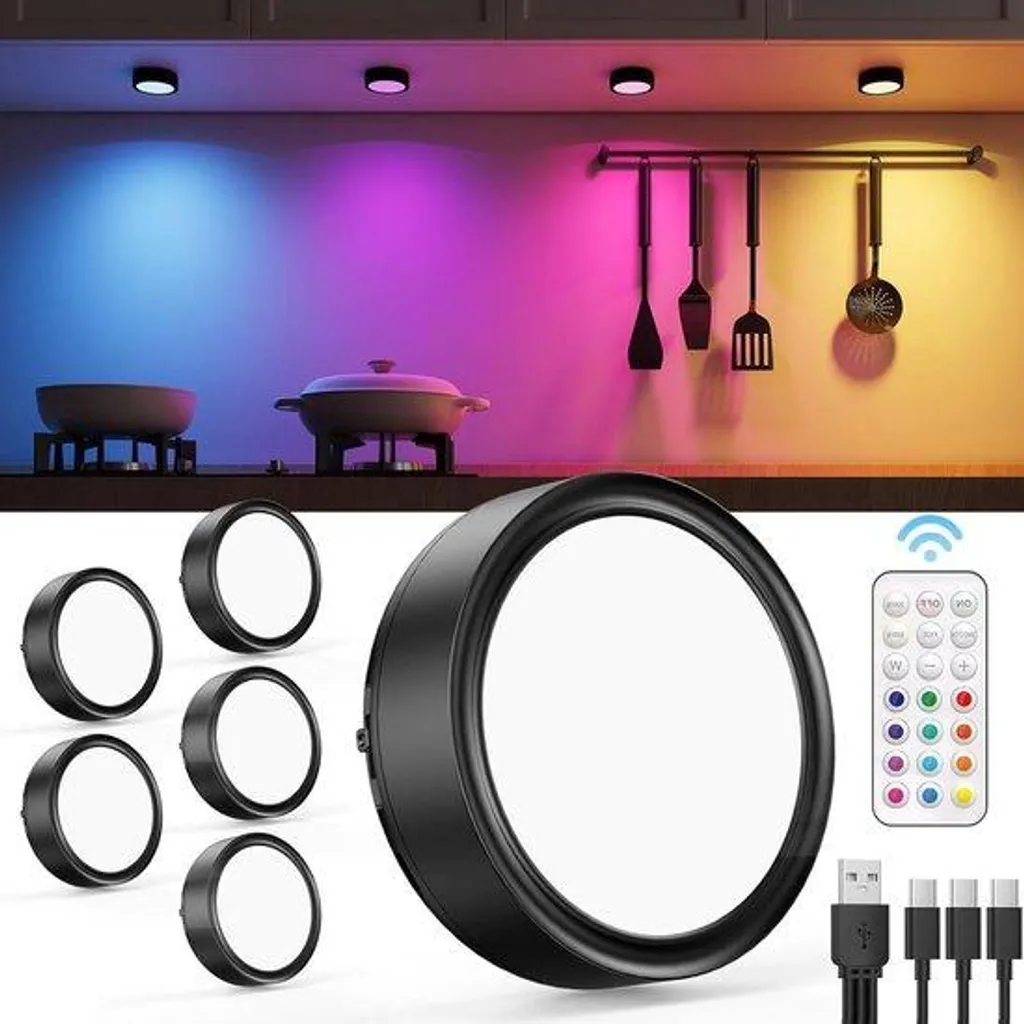 Spot LED sans fil pour dressing et cuisine - Magnétique RVB variable