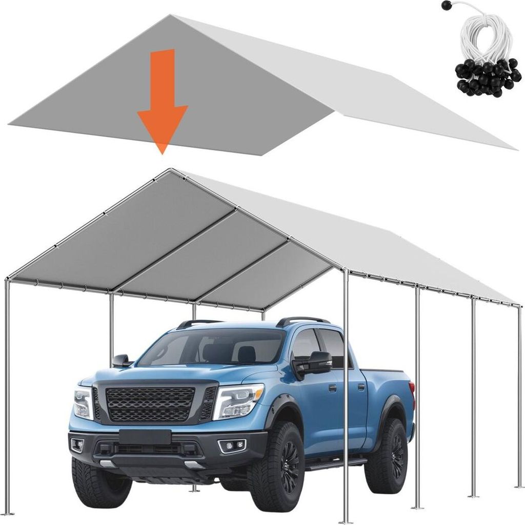 Carport-Ersatzüberdachung, 3 x 6 m tragbares Garagenzelt-Dachplane, UV-beständige und wasserdichte Autoüberdachungsplane, strapazierfähige Carp...