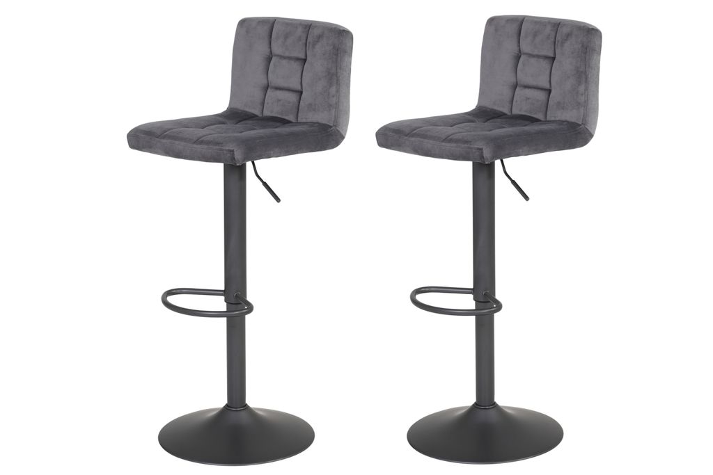 Hela Tische, 2er Set Barhocker Amanda II - Samtvelour Grau Produktbild 