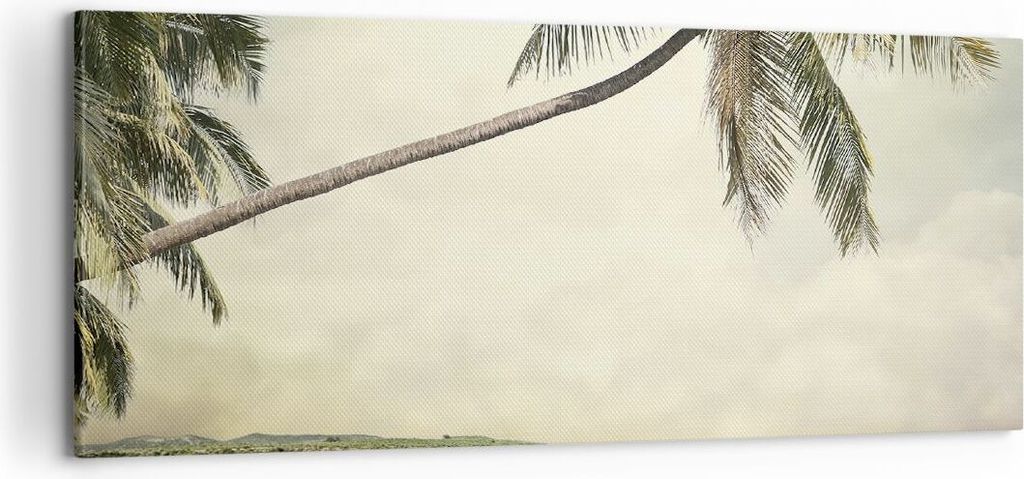 Bild auf Leinwand - Leinwandbild - Einteilig - Palme Strand Insel - 100x40cm - Wand Bild - Wanddeko - Wandbilder - Leinwanddruck - Bilder - Wanddek...